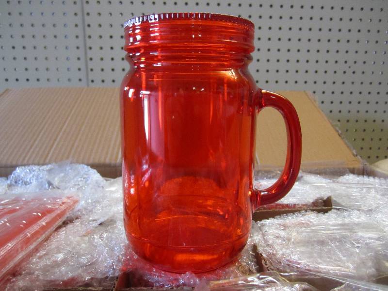 lot 97 image: Case of 24 Plastic Mason Jar Tumble...