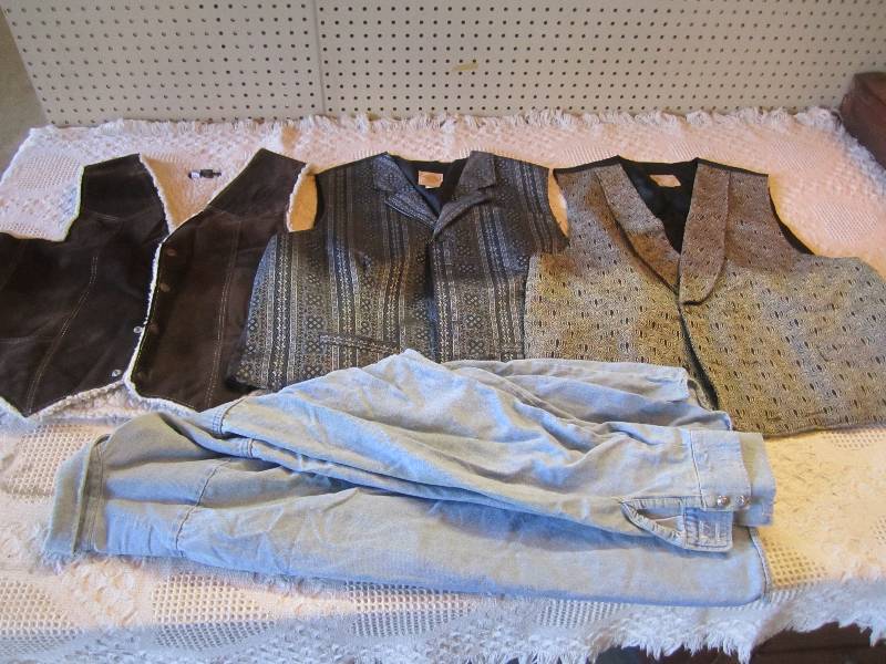 lot 137 image: Lot of X-Large Leather Vest, Denim ...