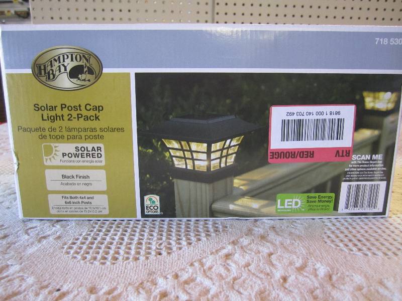 lot 196 image: Hampton Bay Solar Post Cap Light 2-...