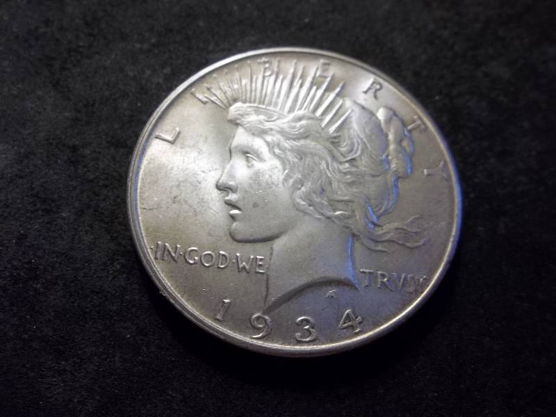 lot 38 image: 1934 D  Peace Silver Dollar Double Die