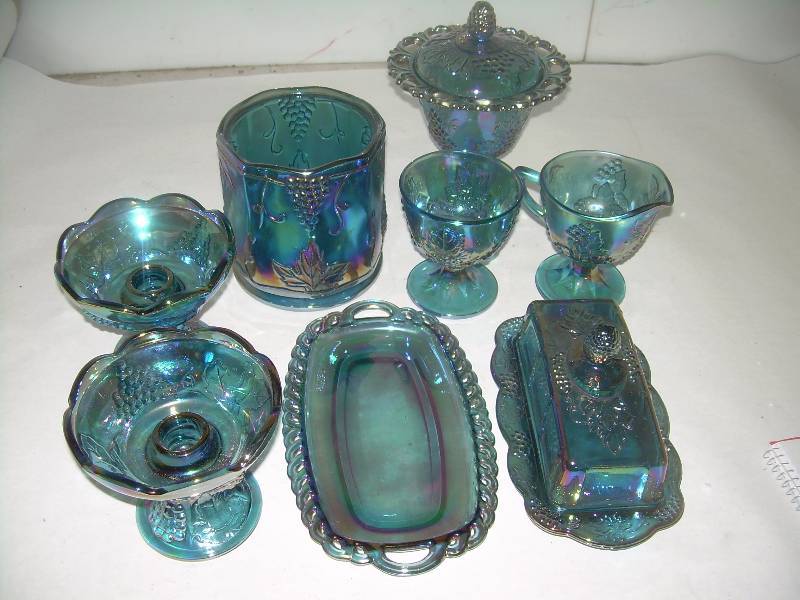ANTIQUE CARNIVIL GLASS GLASS BUTTER DISH AND CANDY DISH