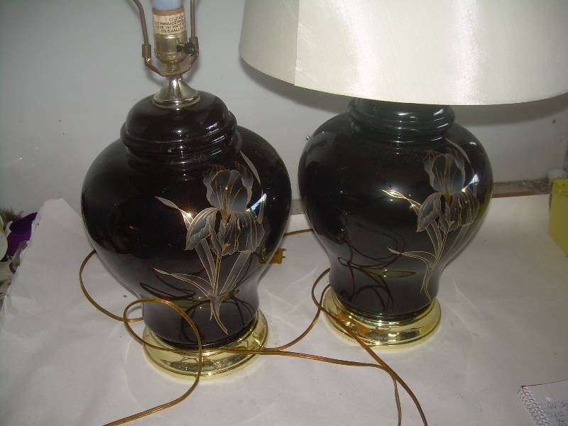 SET OF 2 BLACK ORCHID TABLE LAMPS