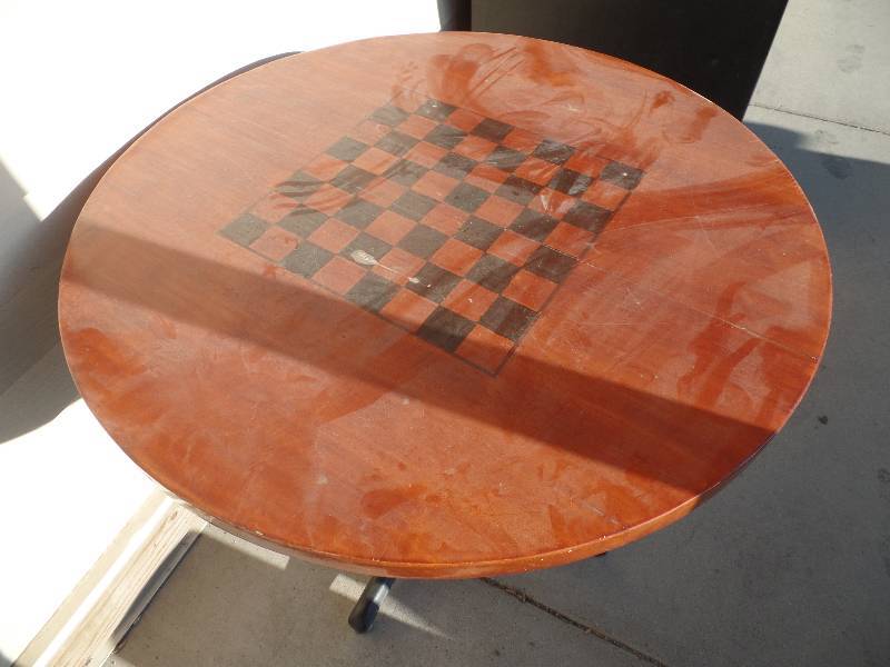 Checker Chess Wood Table Round