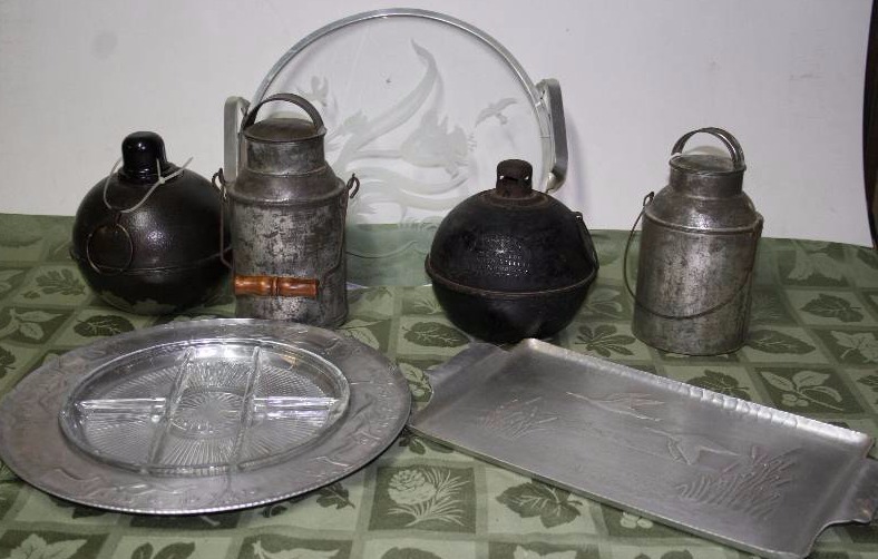 lot 108 image: Metal Serving Trays, Metal Canisters, Citronella Burners