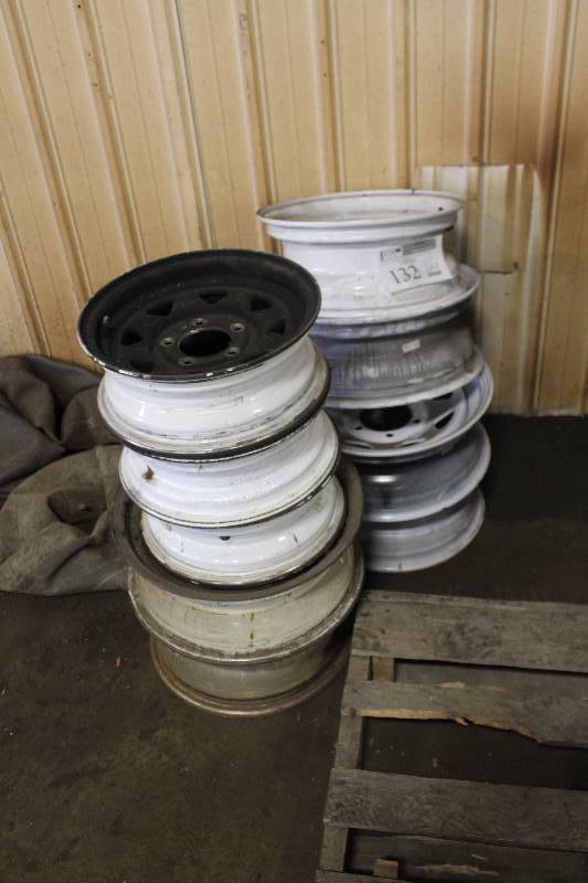 lot 132 image: Lot of (9) 6-Lug 16in. Trailer Wheels