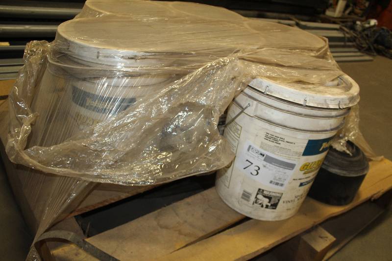 lot 73 image: Pallet Lot of (6) Valspar Guardian 5-Gallon Buckets of Interior Latex SF-50 Sprayfil Vinyl Acrylic Coating