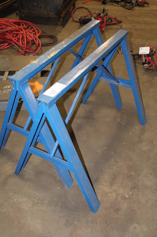 lot 57 image: Lot of (2) Metal Sawhorses