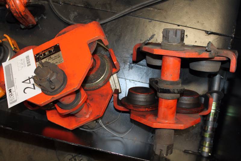 lot 24 image: Lot of (2) Jet Manual Ball Bearing Crane Trolleys - 12-Ton, 2-Ton