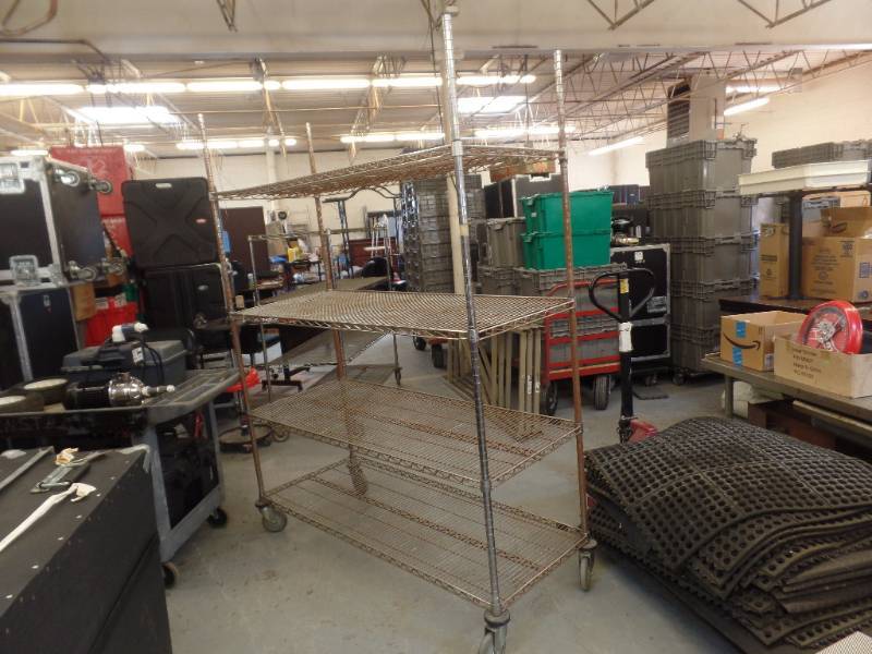 lot 115 image: ROLLING METRO STYLE INDUSTRIAL SHELVING