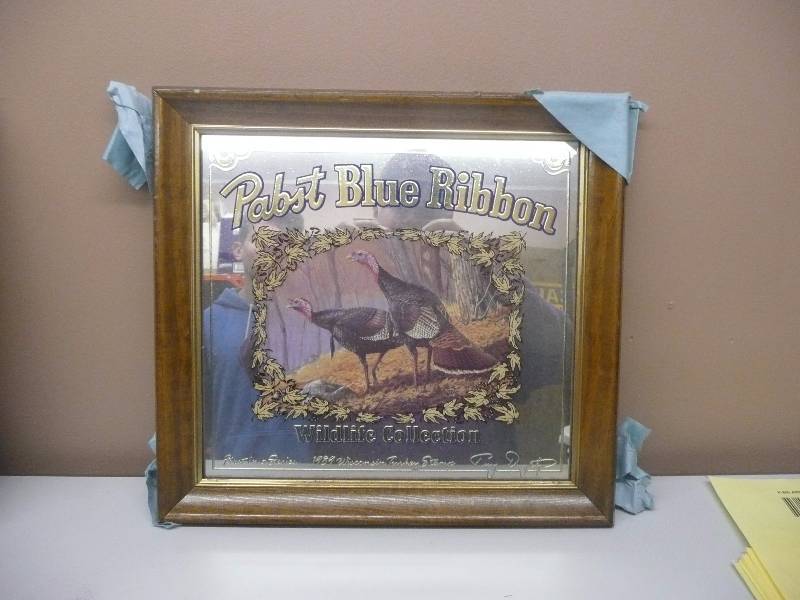 PABST BLUE RIBBON WILDLIFE COLLECTION MIRROR - 1989 WISCONSIN TURKEY ...