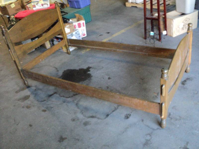 lot 6 image: wood twin size headboard, footboard...