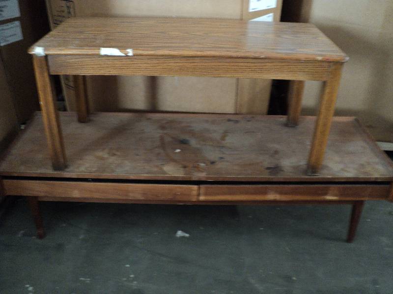 lot 65 image: 2 wood coffee tables, bottom one is...