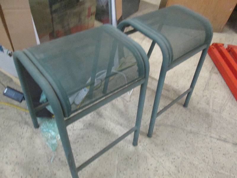 lot 309 image: Pair of Metal Mesh Green Work Stool...