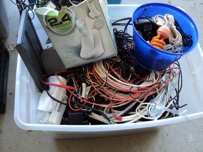 lot 120 image: tote full of cords and misc. wire...