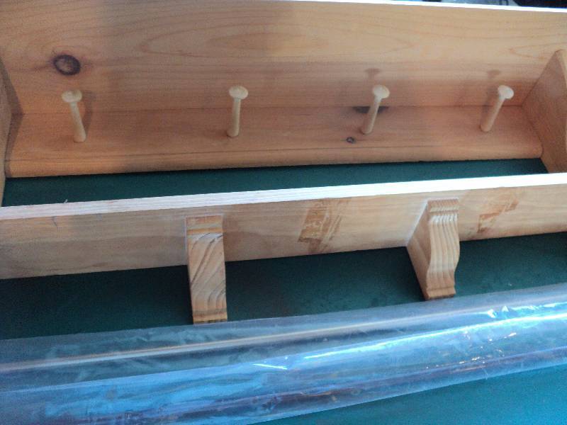 lot 138 image: 2 3ft wooden shelves and 2 new curt...