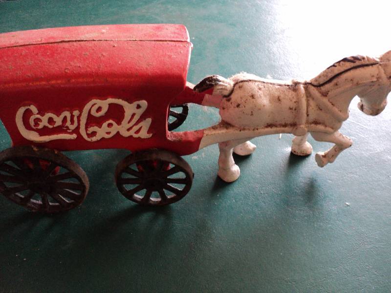 lot 215 image: cast iron coca-cola horse and buggy...