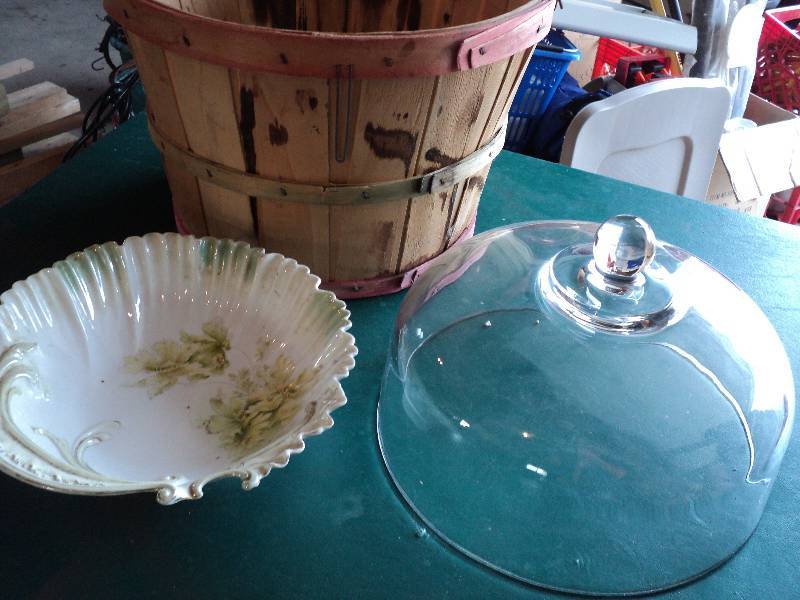 lot 218 image: basket and glassware...