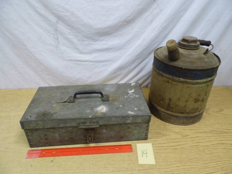 Vintage Gas Can w Metal Box