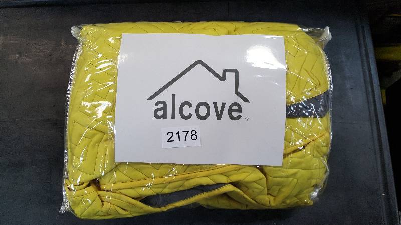 alcove Reversible Coverlet Set, Sheet Set and Pillow Collection&nbspGrey  Yellow Twin