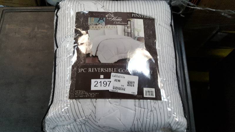 Loft Collection Striped Reversible Down-Alternative 3-Pc. Comforter Set -&nbsp&nbspWhite FullQueen