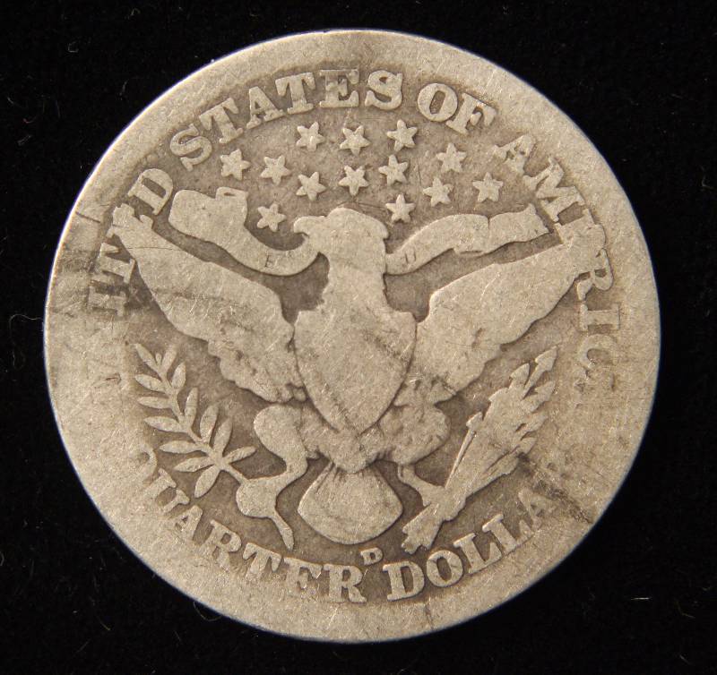 1907-D BARBER SILVER QUARTER GOOD