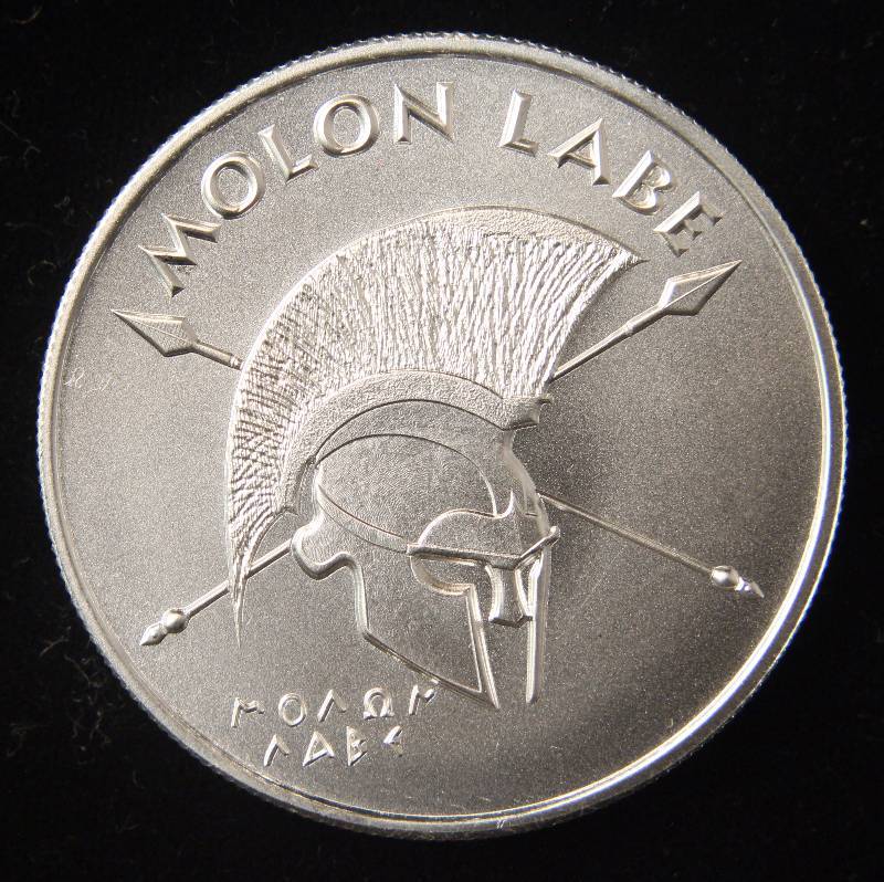 1 TROY OZ. .999 FINE SILVER MOLON LABE COME AND TAKE IT AR RIFLE