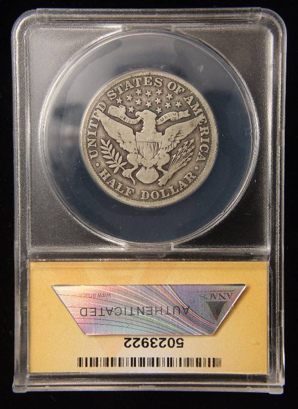 1913 BARBER SILVER HALF DOLLAR VG8 ANACS BETTER DATE COIN