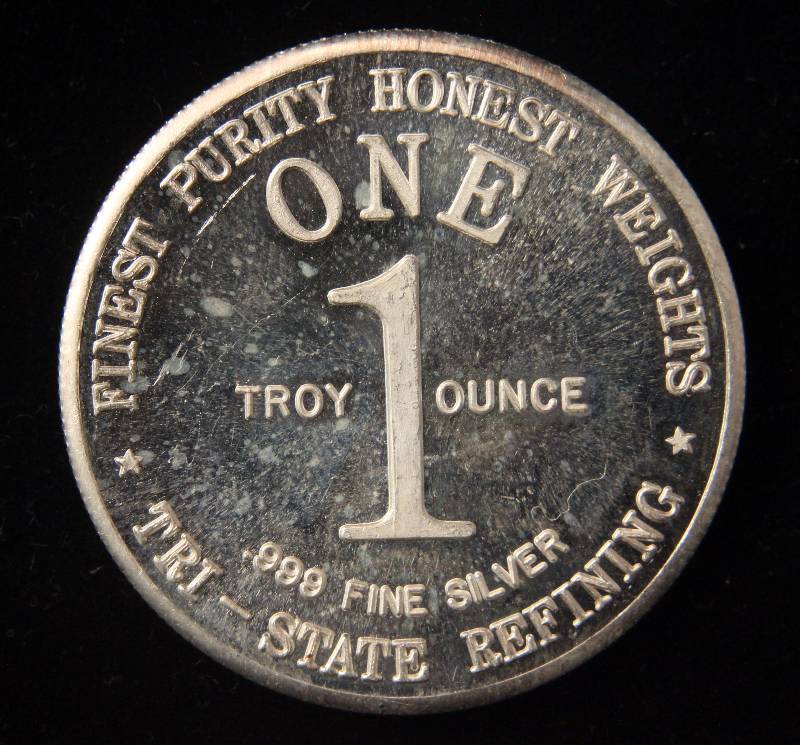 1 TROY OZ. .999 FINE SILVER VINTAGE 1976 TRI-STATE REFINING