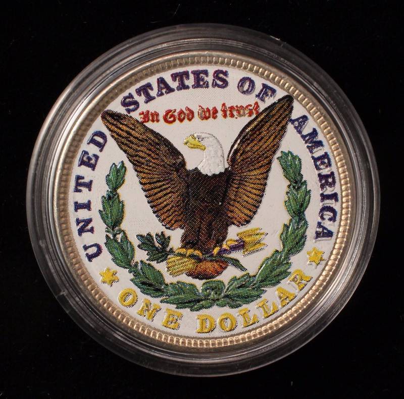 1921 MORGAN SILVER DOLLAR COLOR ENHANCED IN AIRTITE HOLDER