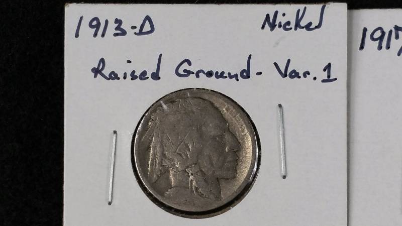 (5) Buffalo Nickels, 1913 D, Etc.