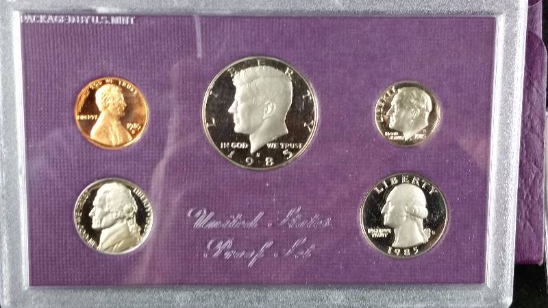 1943 Steel Wheat Cents, 1986 S Half Dollar Proof, 1985 US Mint Proof Set
