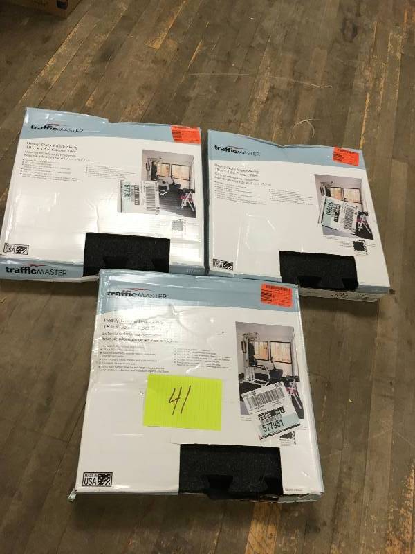 lot 41 image: Ebony 37 in. x 54 in. Plush Tiles, Ebony Carpet. Open Package not used