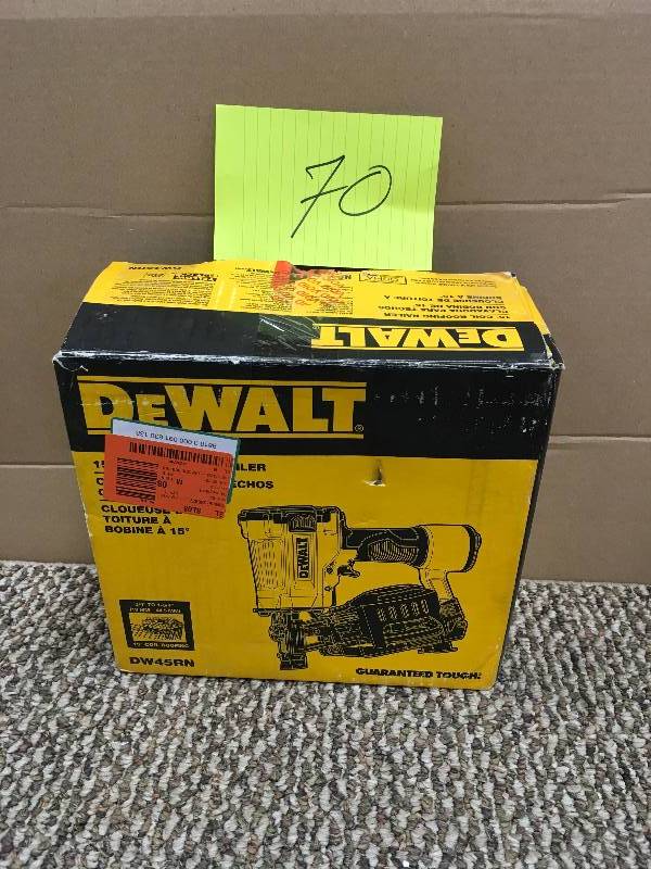 lot 70 image: DeWalt Pneumatic 15-Degree Coiil Roofing Nailer.Open Package not used