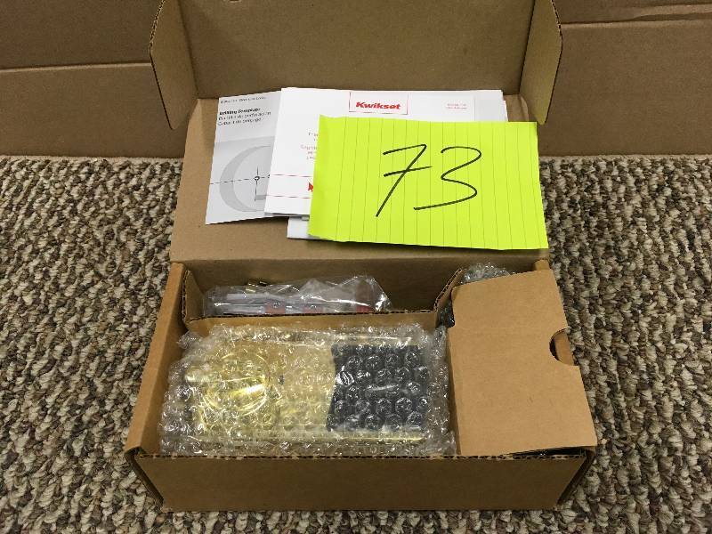 lot 73 image: Kwikset 913TRL LO3 Traditional Touchpad Plus Smartkey Deadbolt Lifetime Brass. Open Package not used