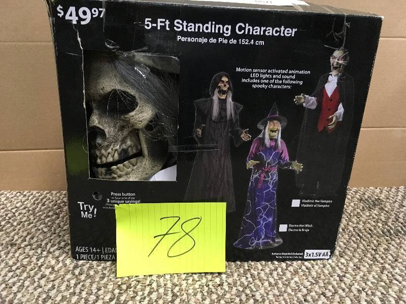 lot 78 image: 5-Ft Standing Halloween Standing Character. Open Package not used