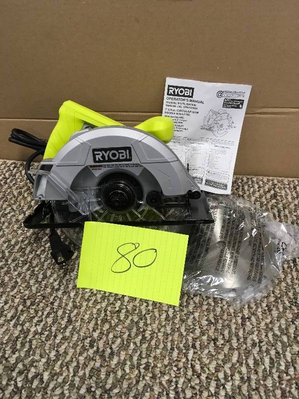 lot 80 image: Ryobi 7-14 Circular Saw.Open Package not used