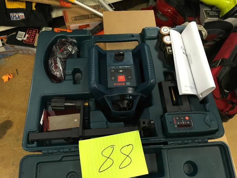 lot 88 image: Bosch Factory Reconditioned 800 ft. Self-Leveling Rotary Laser Level Complete Kit (5-Piece). Open Package not used