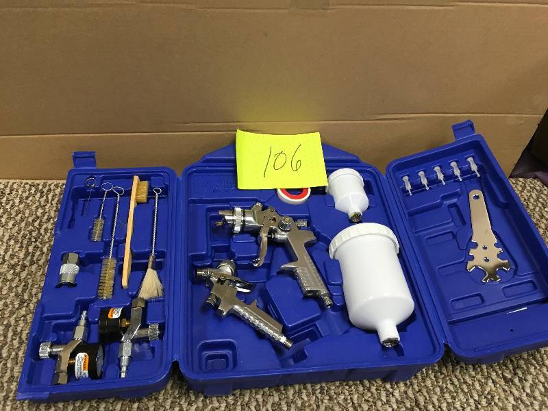 lot 106 image: Campbell-Hausfield 34-Piece Gravity Feed Spray Gun Kit, Open Package not used
