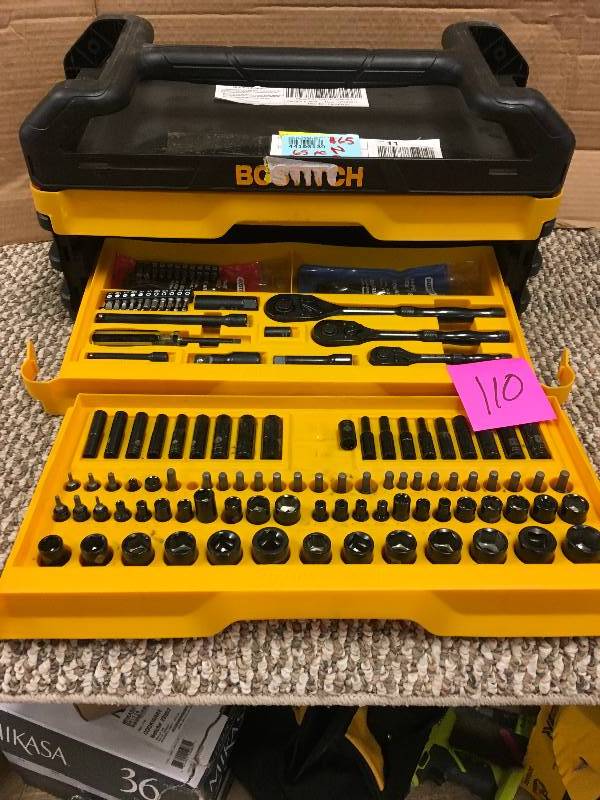 lot 110 image: Bostitch BTMT74910 - 205-Piece Mechanic Set. Open Package not used