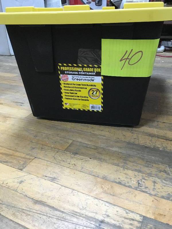 lot 40 image: Centrex Tough Box 27-Gallon Storage Container, Professional Grade Box. Open Package not used