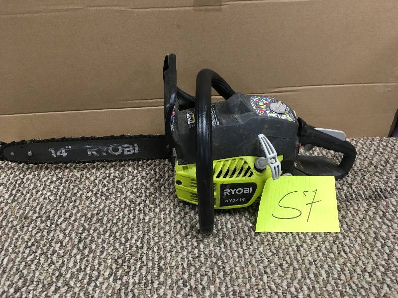 lot 57 image: USED - Ryobi 14 in. 37cc 2-Cycle Gas Chainsaw, USED