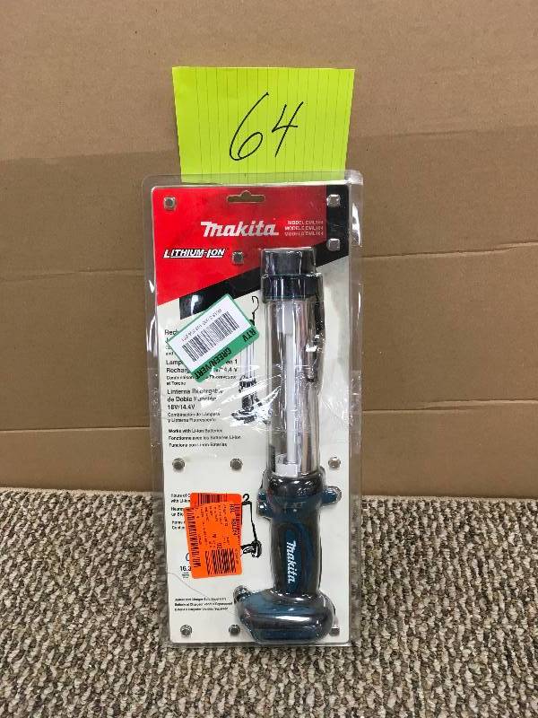 lot 64 image: Makita 18-Volt Lithium-Ion FluorescentIncandescent Flashlight(Fllashlight Only). Open Package not used