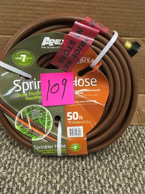lot 109 image: Apex 50-ft Sprinkler Hose. Open Package not used