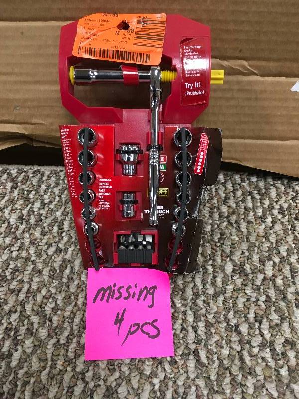 lot 111 image: Husky Tool Sets T 14 in. Universal Pass Thru Set (30-Piece). Open Package not used  4 Missing Pieces