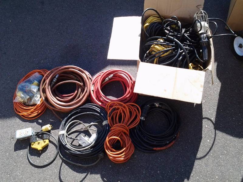 Large Lot Of Air Hoses & Extension Cords