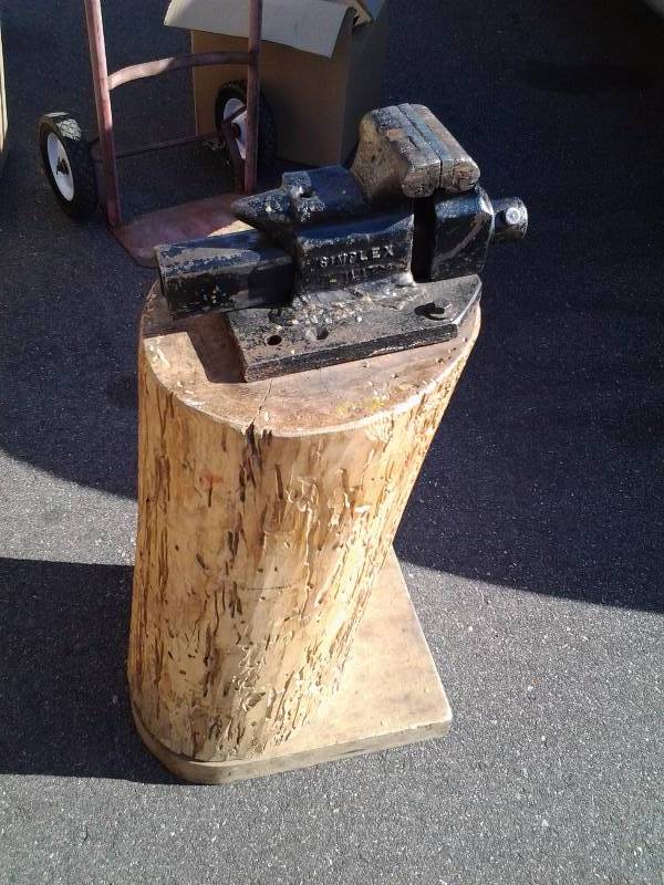 Vice Mounted On A Heavy Duty Log