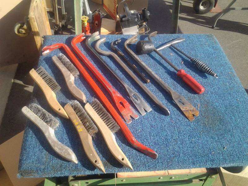 Pry Bars, Wire Brushes, Slag Hammer