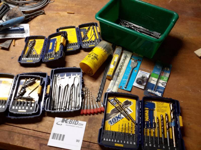lot 90 image: Lot of full drill bits..  See the close up pictures