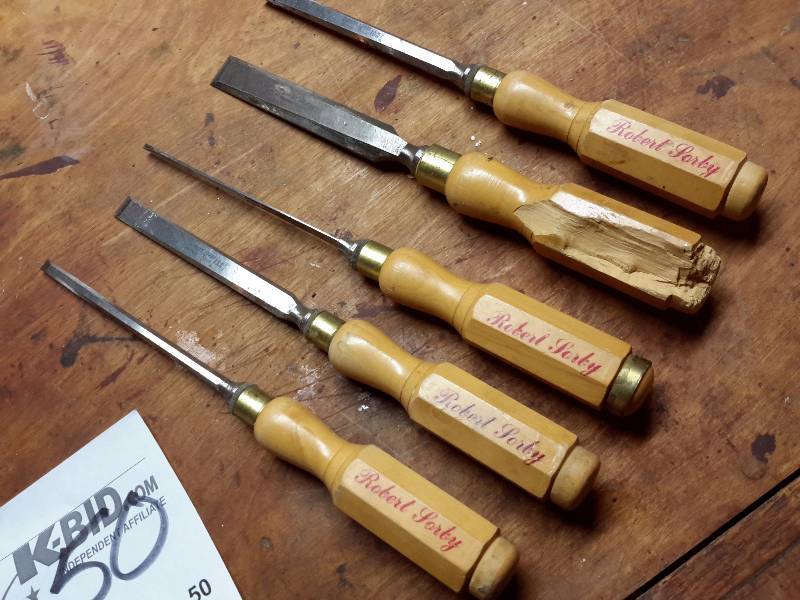 lot 50 image: Set of 5 Robert Sorby Wood Chisels