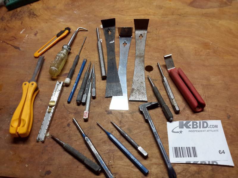 lot 64 image: Lot of scrapers and punches as pictured